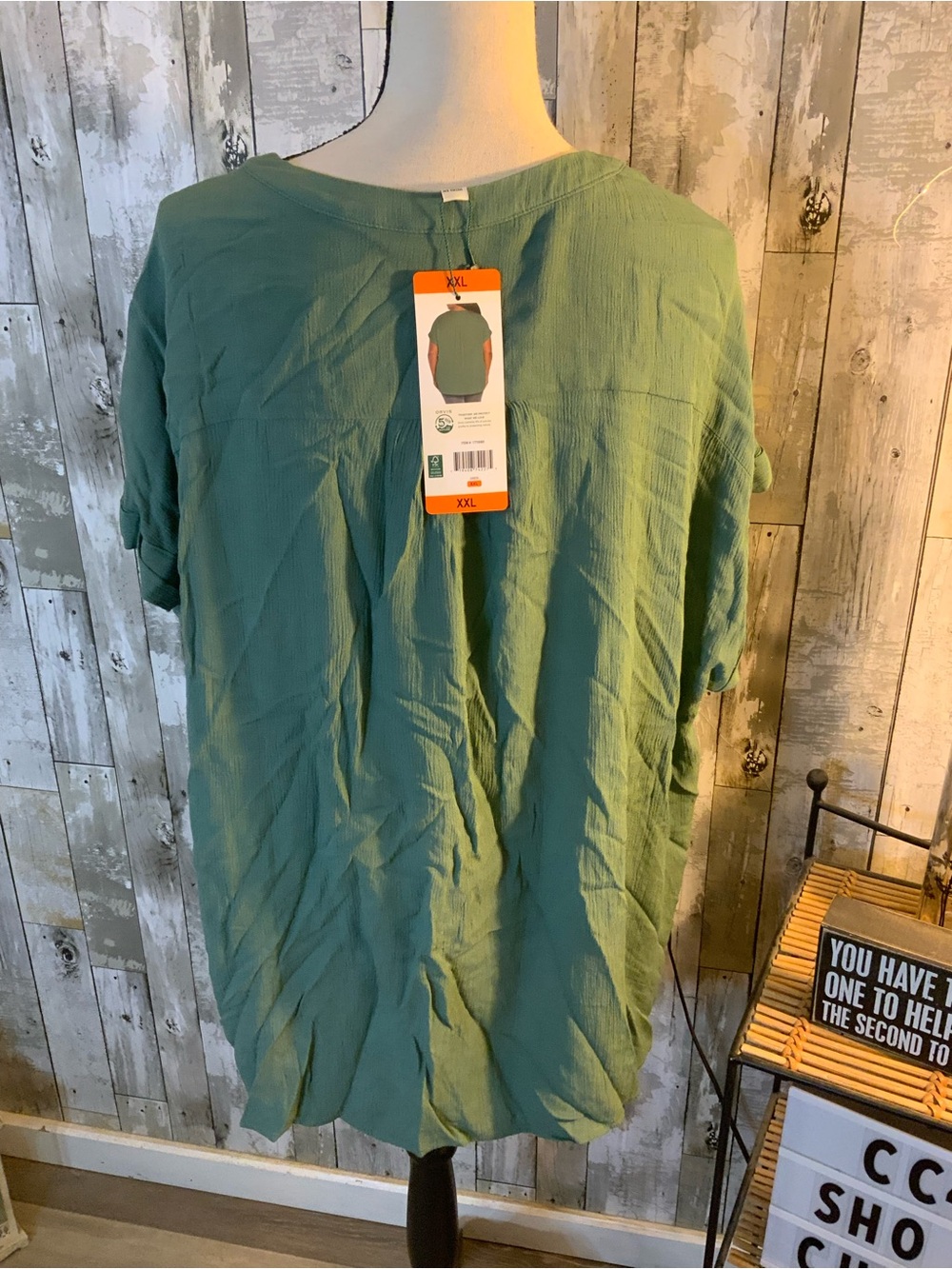 Orvis Set of Two Button-Front V-Neck Blouse in Sage and Black - Picture 4 of 6